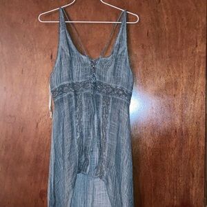 Grayish black Sleeveless Dress with Lace Detail